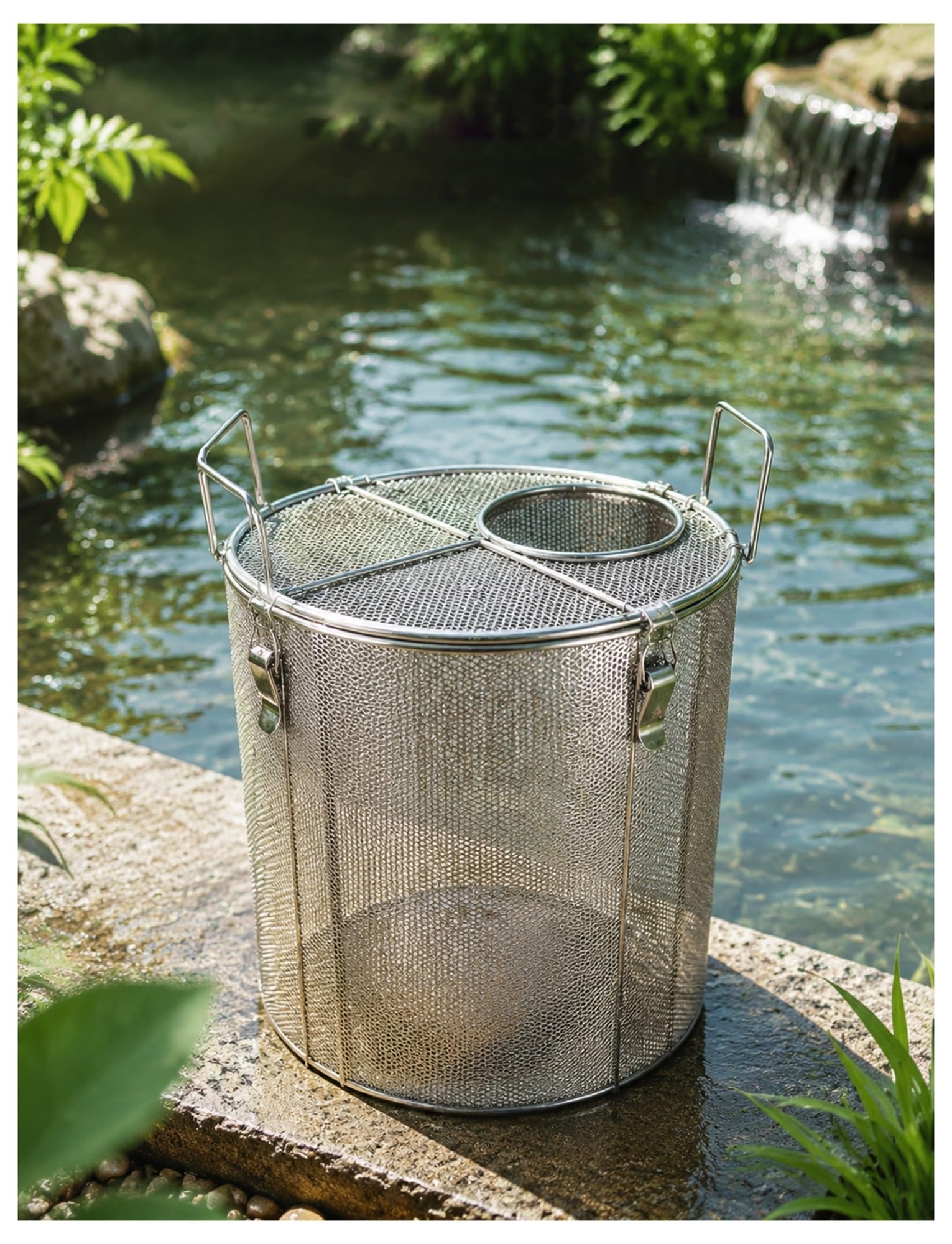 Protezione Anti-Intasamento – Gabbia per Pompa Sommersa in Acciaio Inox, Copertura a Rete per Laghetti e Fosse Settiche(8.7x12.6in)