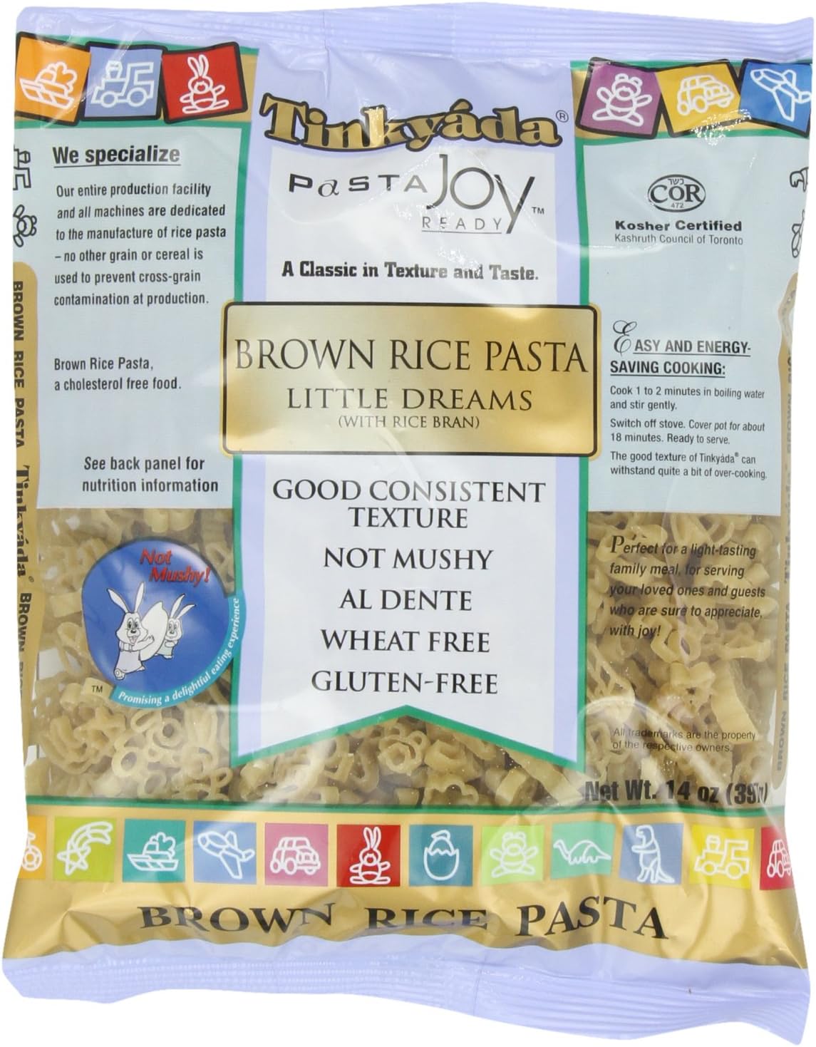 TinkyadaBrown Rice Pasta, Little Dreams, 14 Ounce (Pack of 12)