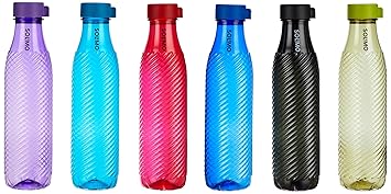 Amazon Brand - Solimo 1 Lt Water Bottle | Multicolor | Set Of 6 (Twist) - Polyethylene Terephthalate - image, photos