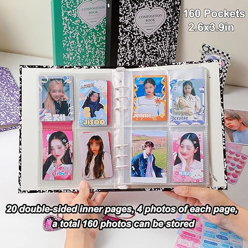 Vista 12 de Carpeta A5 Kpop - Álbum de tarjetas fotográficas con 20 fundas interiores de 3 pulgadas para álbum de fotos en hojas sueltas, recargable, 6 anillos