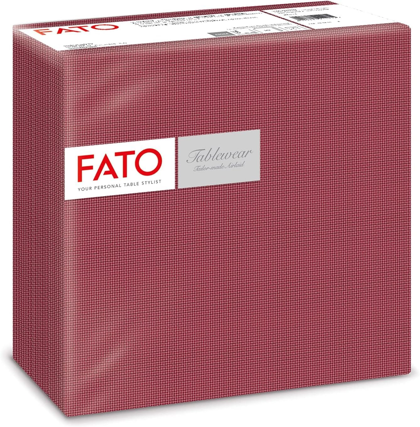 Fato - Serviettes en Papier Sec Airlaid, Effet tissu, Lot de 250 Serviettes, Taille 40x40 Pliées en 4, Couleur Bordeaux