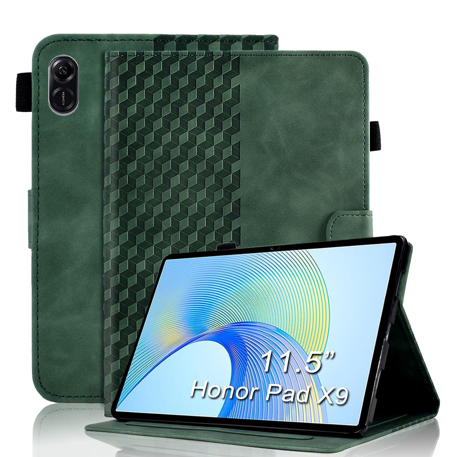 Case for Honor Pad X8a 11 Inch Tablet 2024 Protective Case Premium Leather Folio Smart Case with Auto Sleep/Wake Pen Holder Card Slot for Honor Pad X8a- Dark Green — view 102
