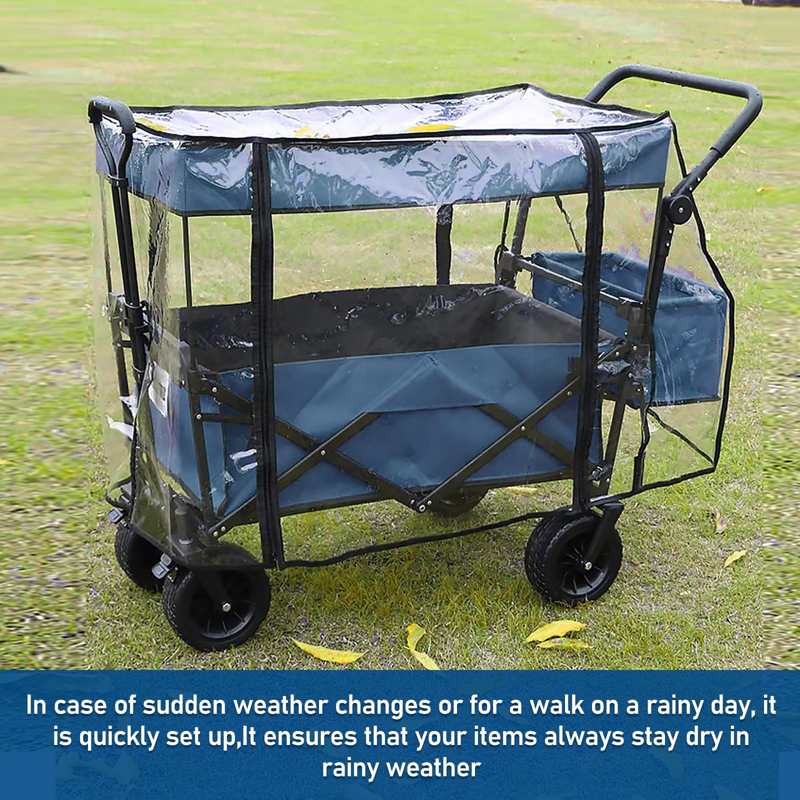 Universal Bollerwagen Regenschutz Transparent | Regenverdeck Wasserdichtes Bollerwagen Zubehör, Leicht & Faltbar (100-120cm)