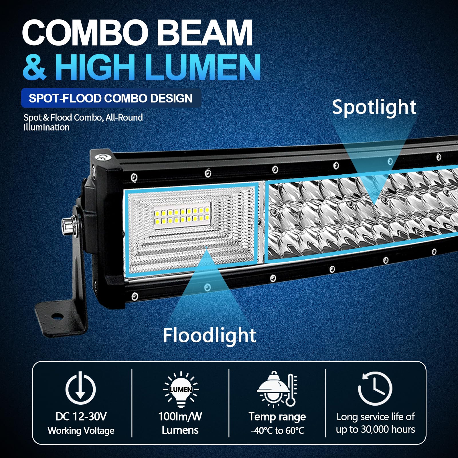 Willpower 540W Arco Barra led 4x4 con mazo de Cables, 42 Pulgadas Barra de luz LED para Off Road camión Coche ATV SUV
