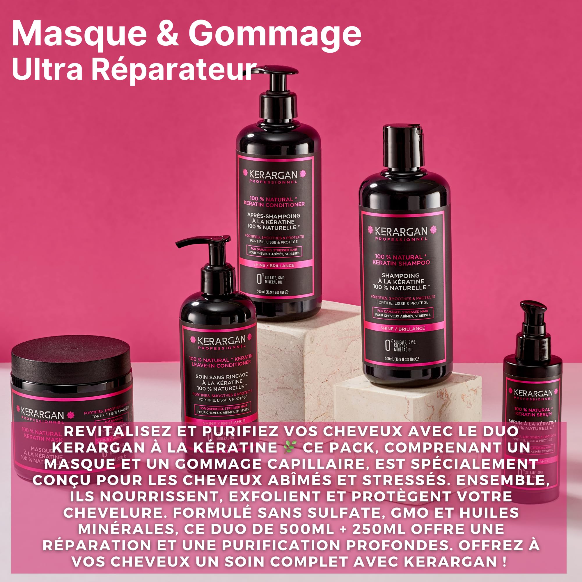 Kerargan, Mask and Scalp Scrub Duo with Keratin for Damaged and Stressed Hair, Nourishes, Exfoliates, and Protects - Image 2