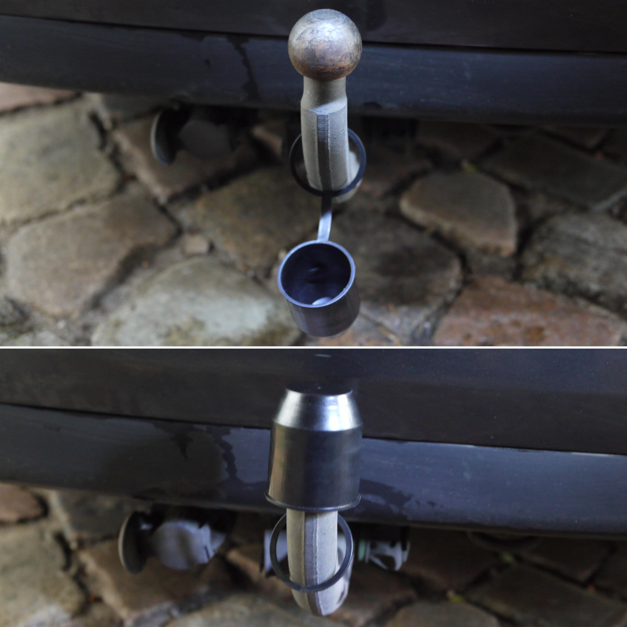 2 Coperture Protettive Per Gancio Di Traino A Sfera - Gomma Plastica ABS, Diametro 50mm (2 Pollici), Con Anello Antismarrimento, Nero