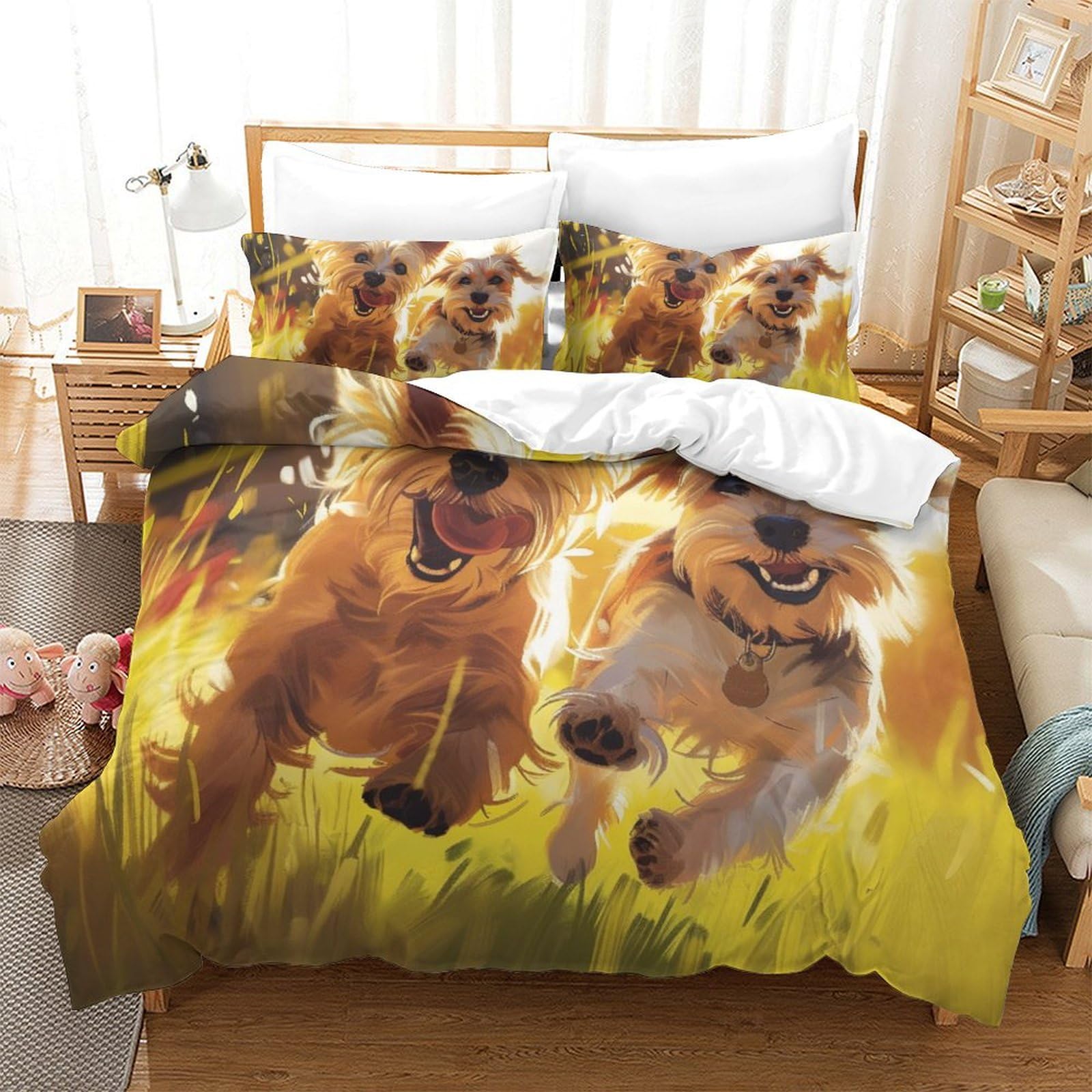 Housse de couette Yorkshire Terrier pour chambre d'adulte cosy