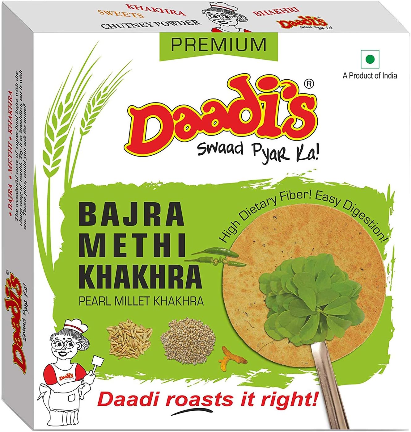 DAADI''S Methi Khakhra, Bajra, 200g (Pack of 2)
