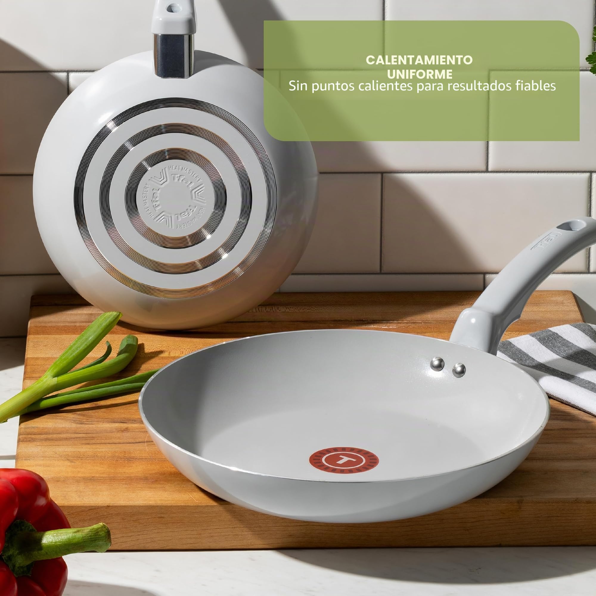 T-Fal Refresh - Juego de ollas y sartenes de cerámica, 20 piezas, antiadherentes, olla, plancha, sartenes, utensilios, gris luna