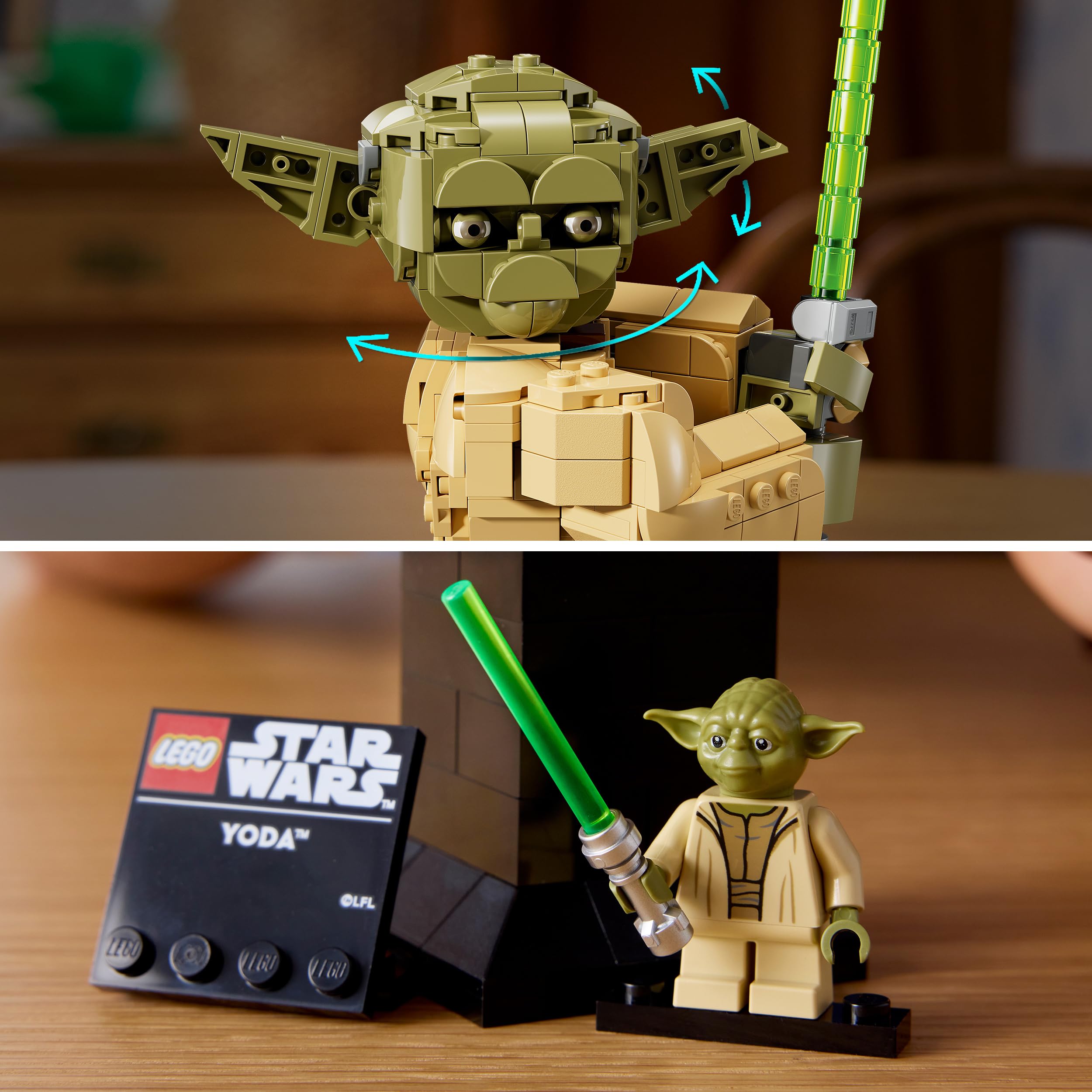 LEGO Star Wars 75438 Yoda Bust - Display Model Kit for Adults w/Green Lightsaber & Collectible Jedi Master Minifigure - DIY Shelf or Room Decor - Gift Idea for Attack of the Clones Fans - 5