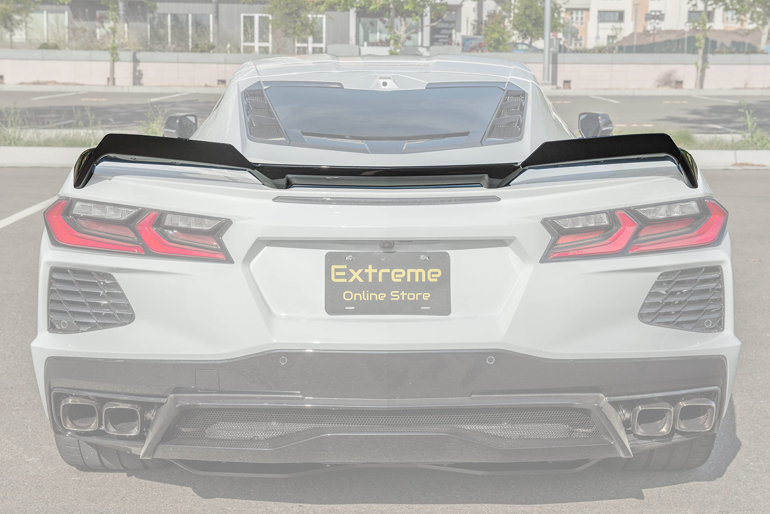 Replacement for 2020-Present Chevrolet Corvette C8 Models | GM Factory Z51 Style ABS Plastic - Painted Carbon Flash Metallic Rear Trunk Lid Wing with Wickerbill Spoiler Pair