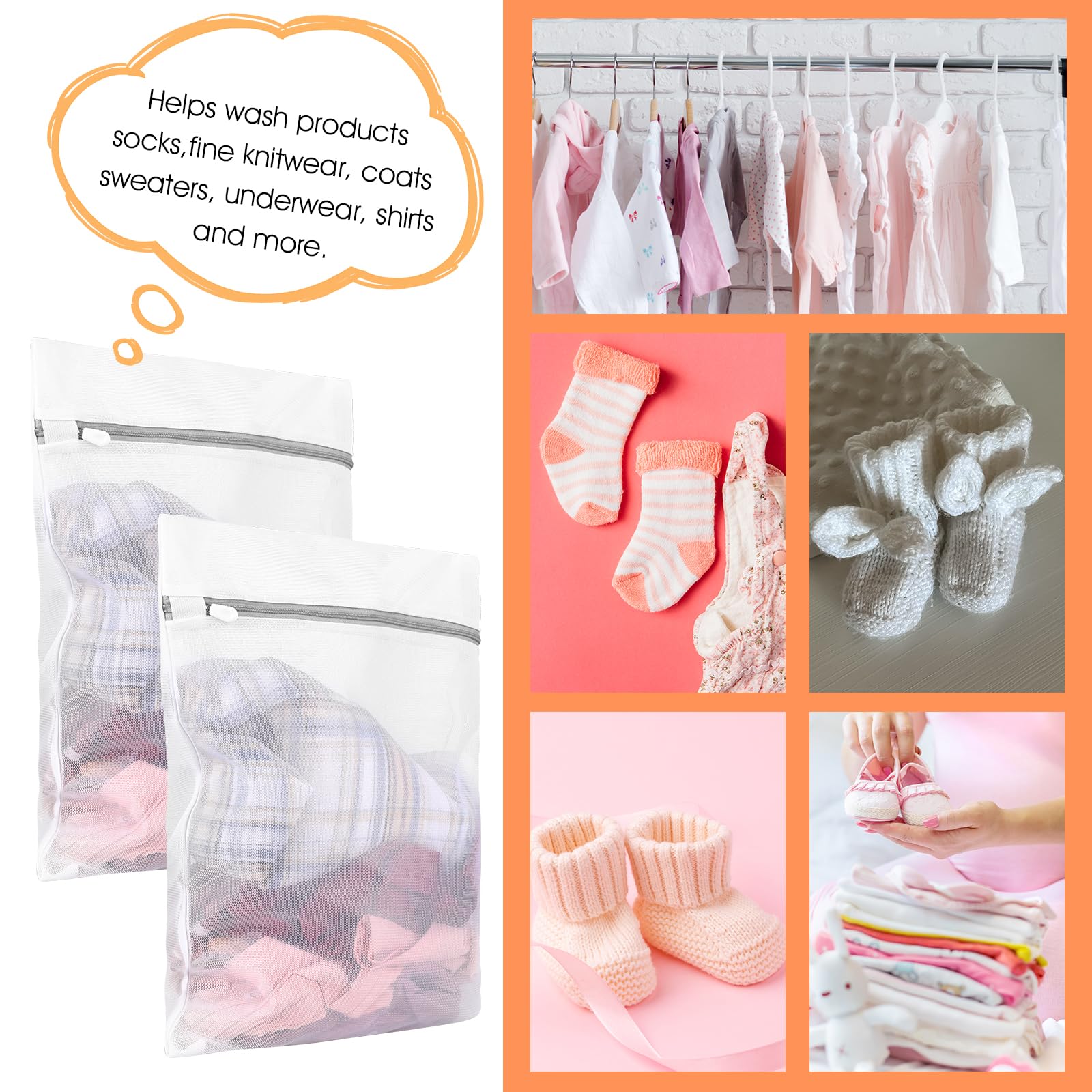 5 stuks duurzame honingraat mesh waszakken voor delicate