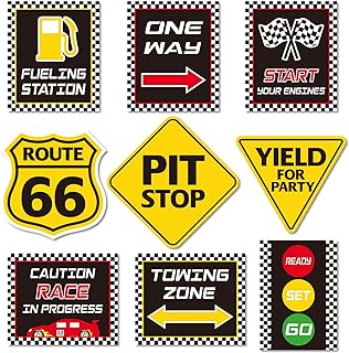 Race Car Birthday Party Supplies Checkered Flags Racing Happy Birthday Party Signs Cutouts Disney Cars Birthday Party Supplies Let's Go Racing Party Supplies for Kids Race Fans