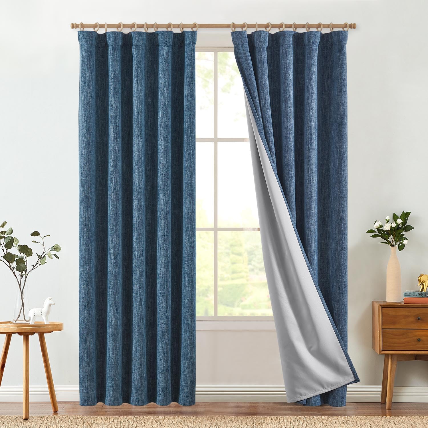 jinchan Burlap Look Curtains Blackout Curtains for Bedroom Lined Linen Textured Curtain for Living Room 84 Inches Long French Country Farmhouse Window