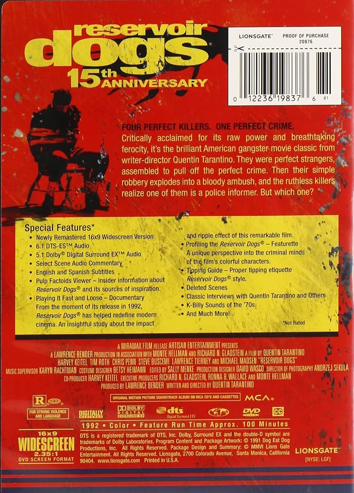Amazon.com: Reservoir Dogs, Import (1992) Harvey Keitel, Tim Roth