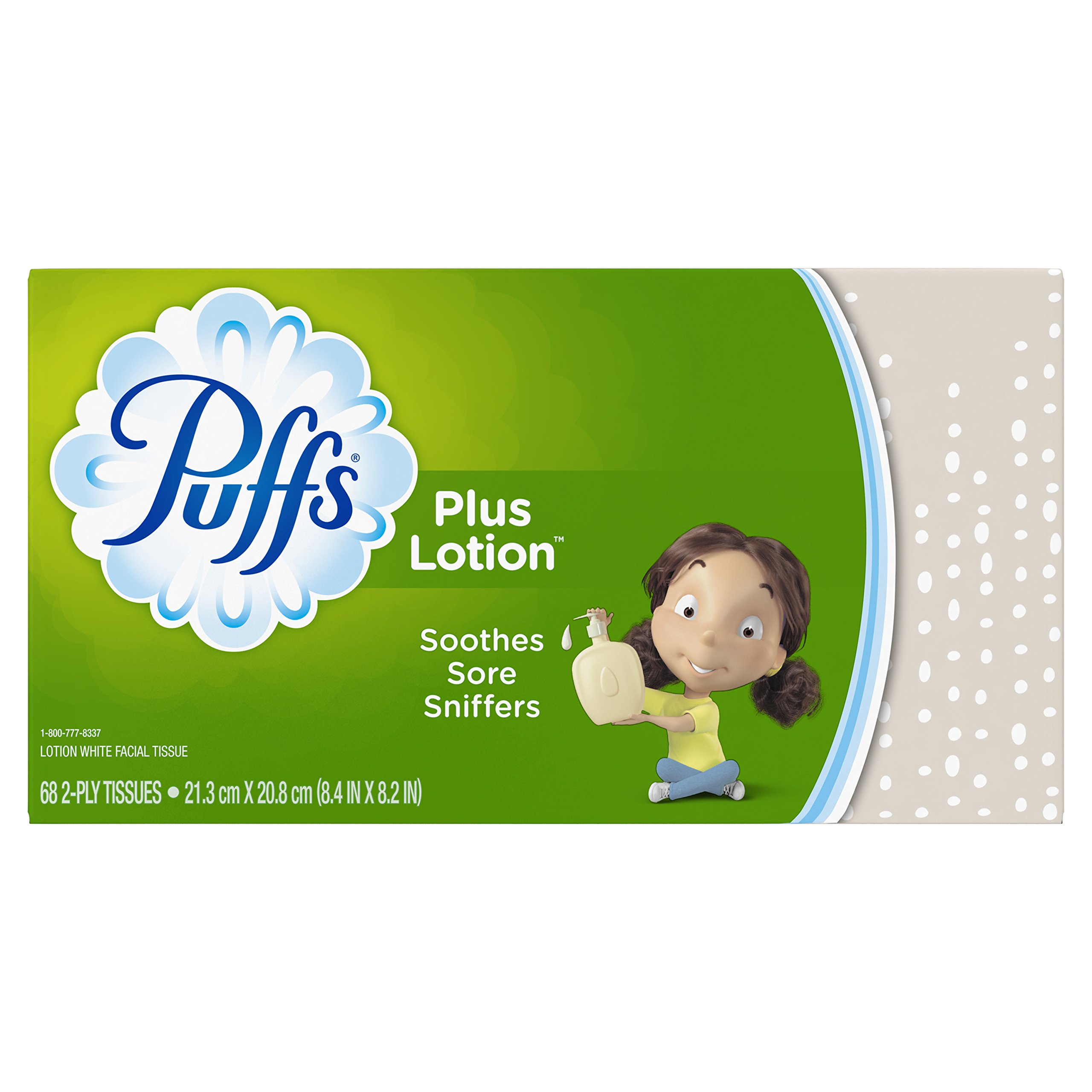 PuffsPlus Lotion Facial Tissues, 1 Regular Box, 68 Tissues per Box (Packaging May Vary)