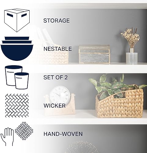 Miniatura 4 de happimess BSK1007A-2SET Havanah Southwestern - Cestas de mimbre inclinadas para anidar con asas, contenedor de hierba marina para decoración en sala