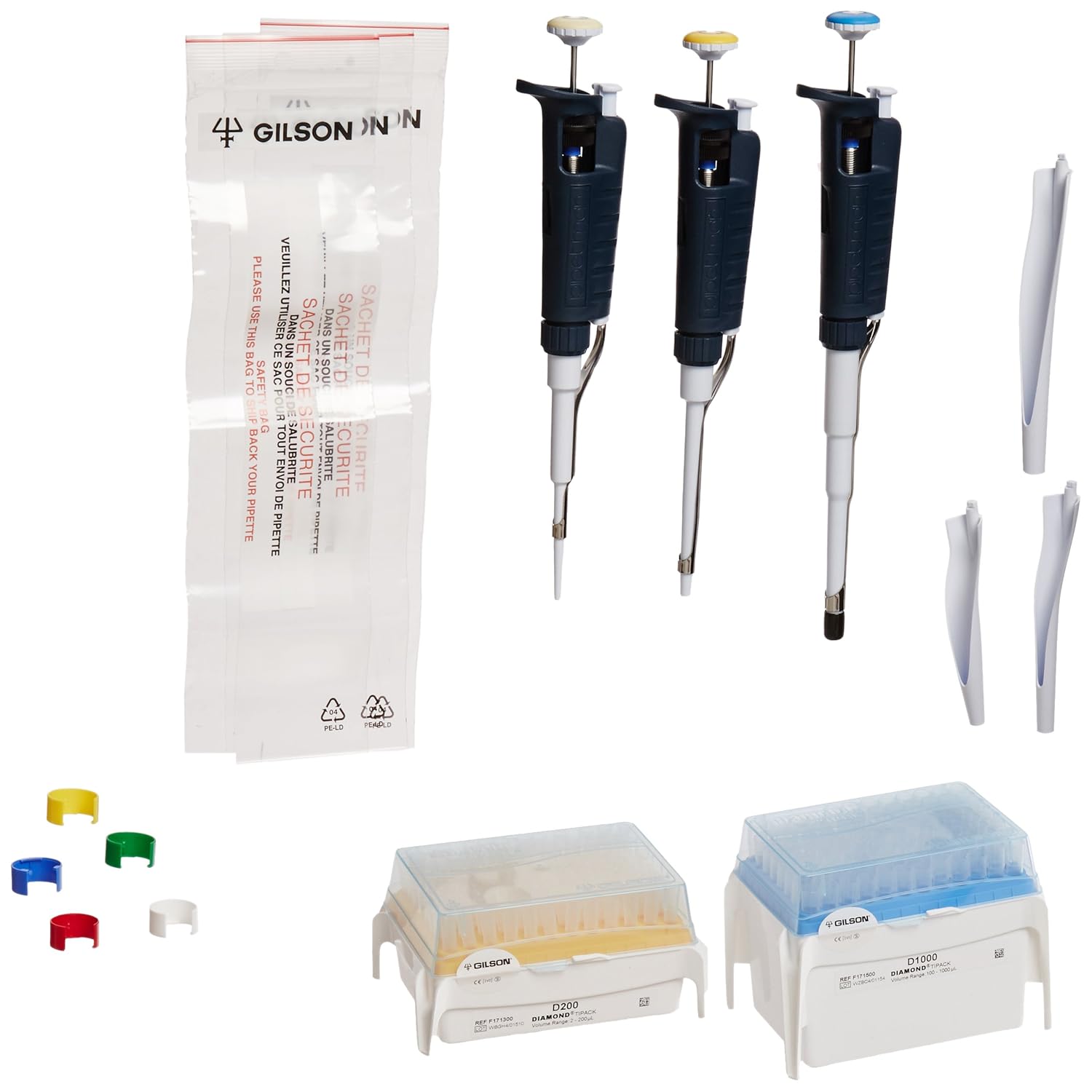 Gilson Pipetman F167900 G Starter Kit Includes 3 G Pipettes, 2 Diamond