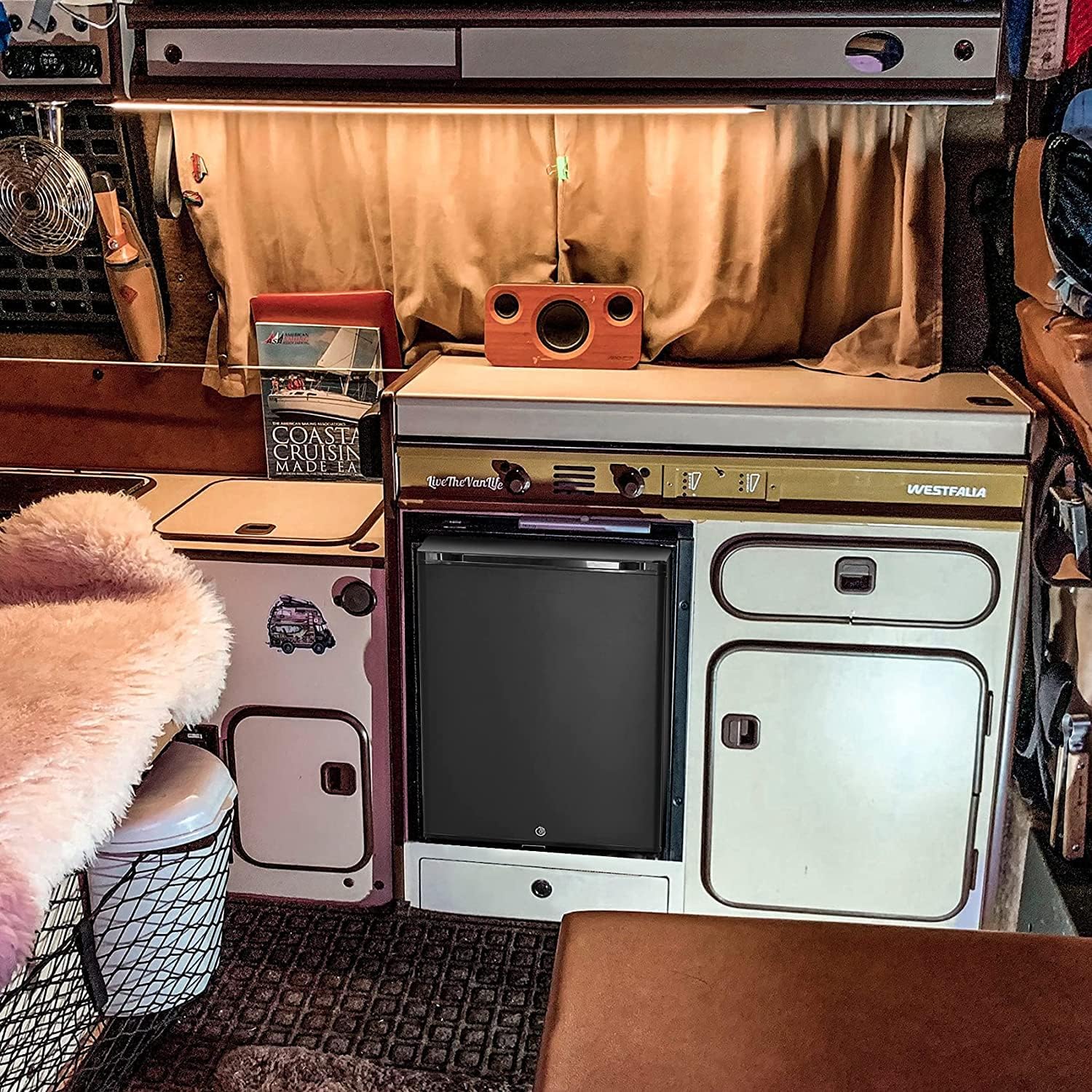 SMETA 12V Kühlschrank, Camping Kühlschrank 12V 230V, 53L Wohnwagen Kühlschrank, Absorber Minikühlschrank mit Schloss für Camping, Wohnmobil, Auto, LKW, Büro, Wohnheim, Lautlos, Schwarz