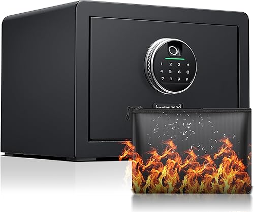 Caja fuerte ignífuga para el hogar de 1.0 pies cúbicos con bolsa de documentos ignífuga, caja fuerte de seguridad digital con estante extraíble,