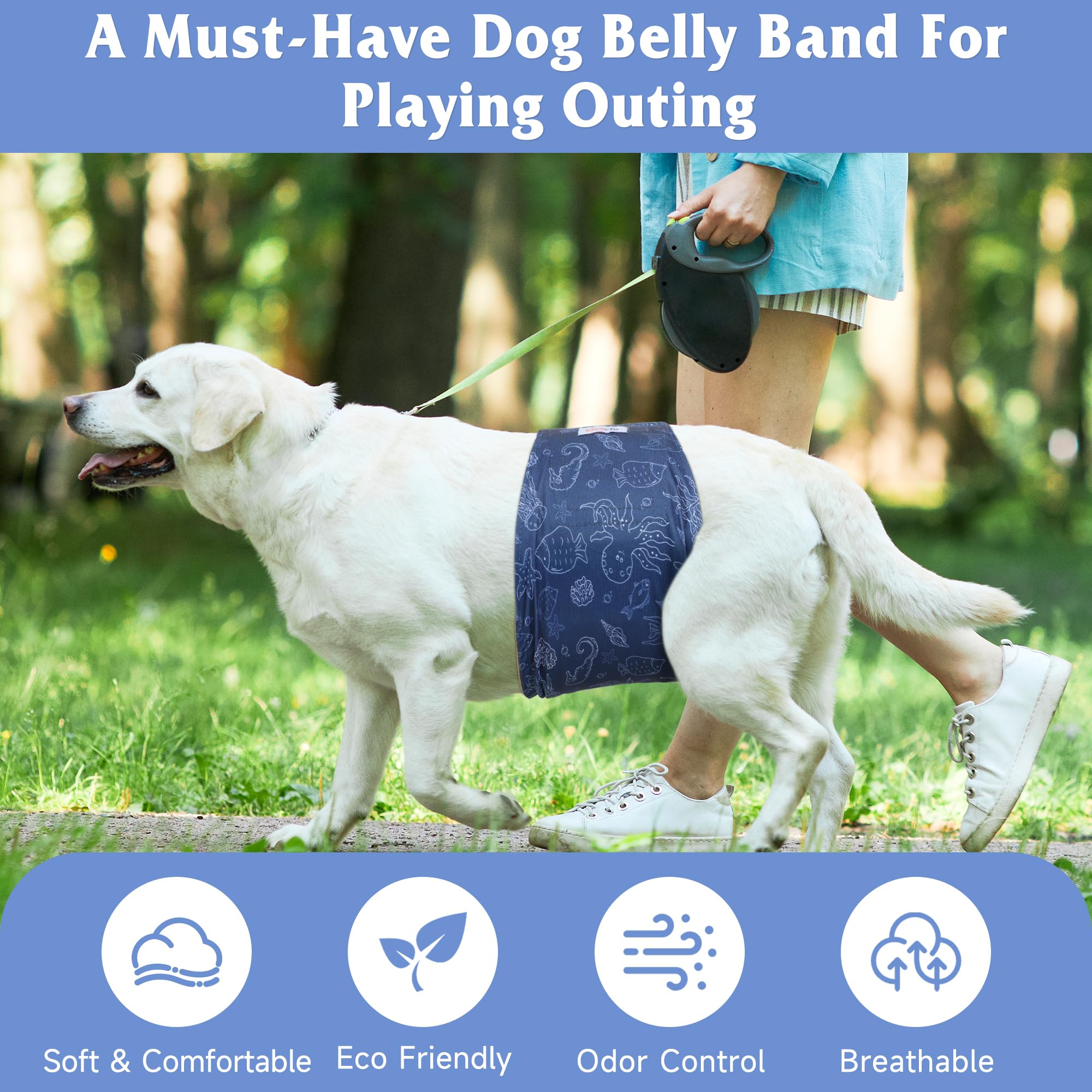 Paquete de 5 pañales para perros machos, reutilizables, bandas para el vientre de alta calidad para perros, envolturas de orina para perros machos en incontinencia o micción emocionante, Hawaii XL