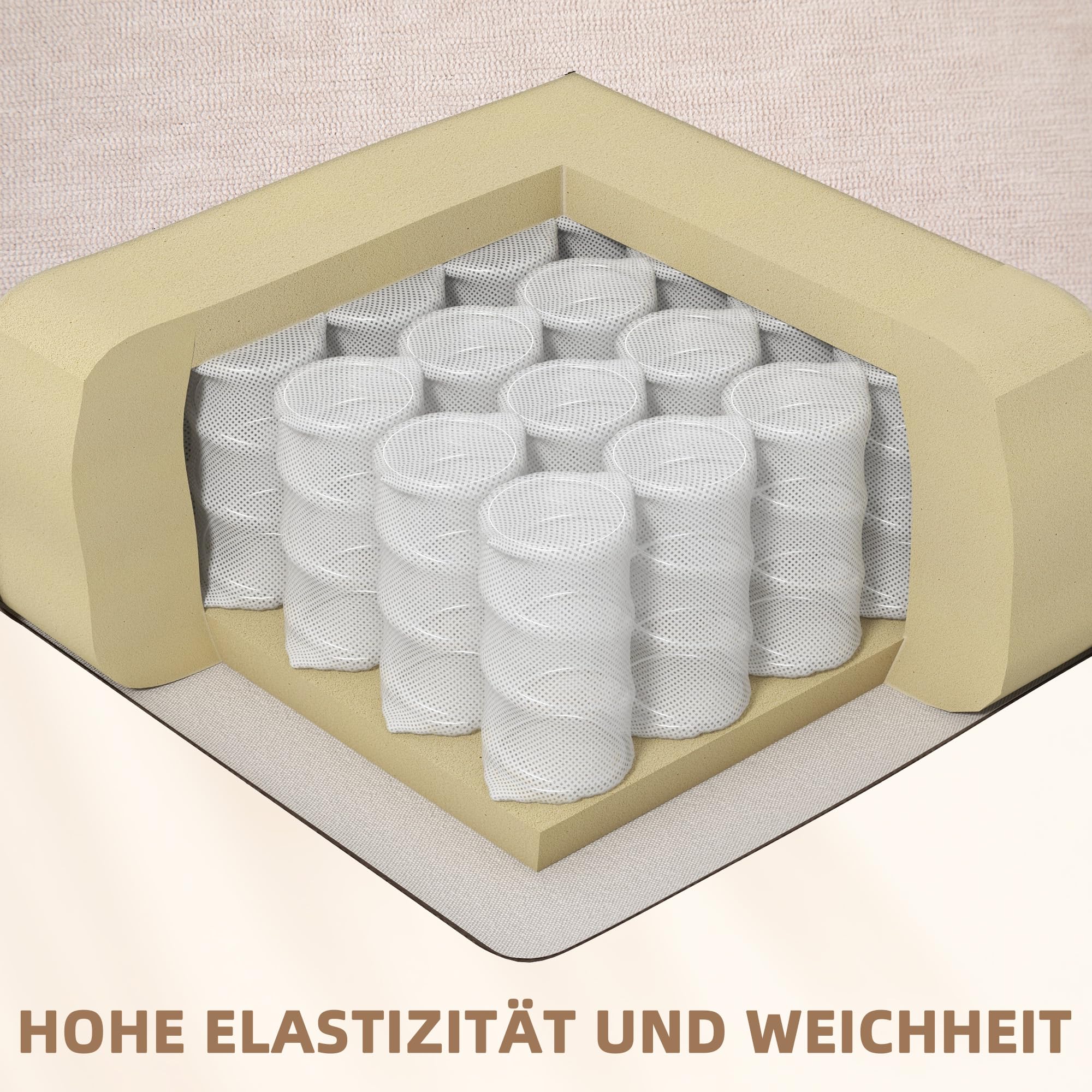 HOMCOM Relaxsessel mit Massagefunktion und 8 Vibrationspunkten, Beige | Fernsehsessel, Heizfunktion, Wippfunktion, Drehbarer Liegesessel, Fernbedienung, Seitentasche, Kunstleder