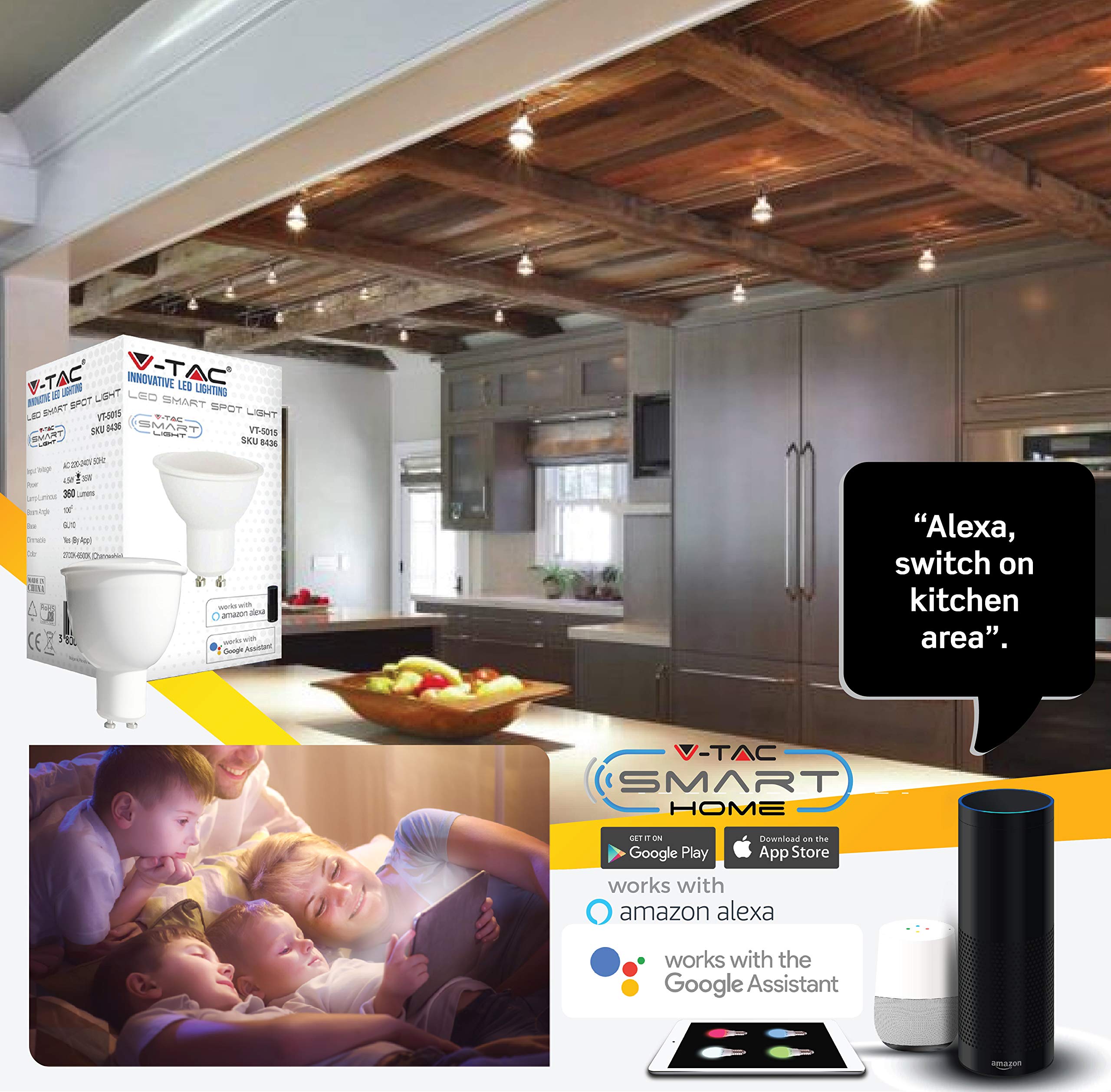 V-TAC Inteligentna żarówka z Wi-Fi, LED, 4,5 W