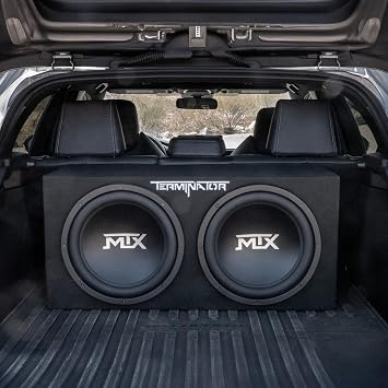 MTX Dual 12-Inch Subwoofers with Loaded Enclosure, 1200W Max Power, 400W RMS, Terminator - Car Audio Subwoofer and Speaker System with Deep Bass Sound