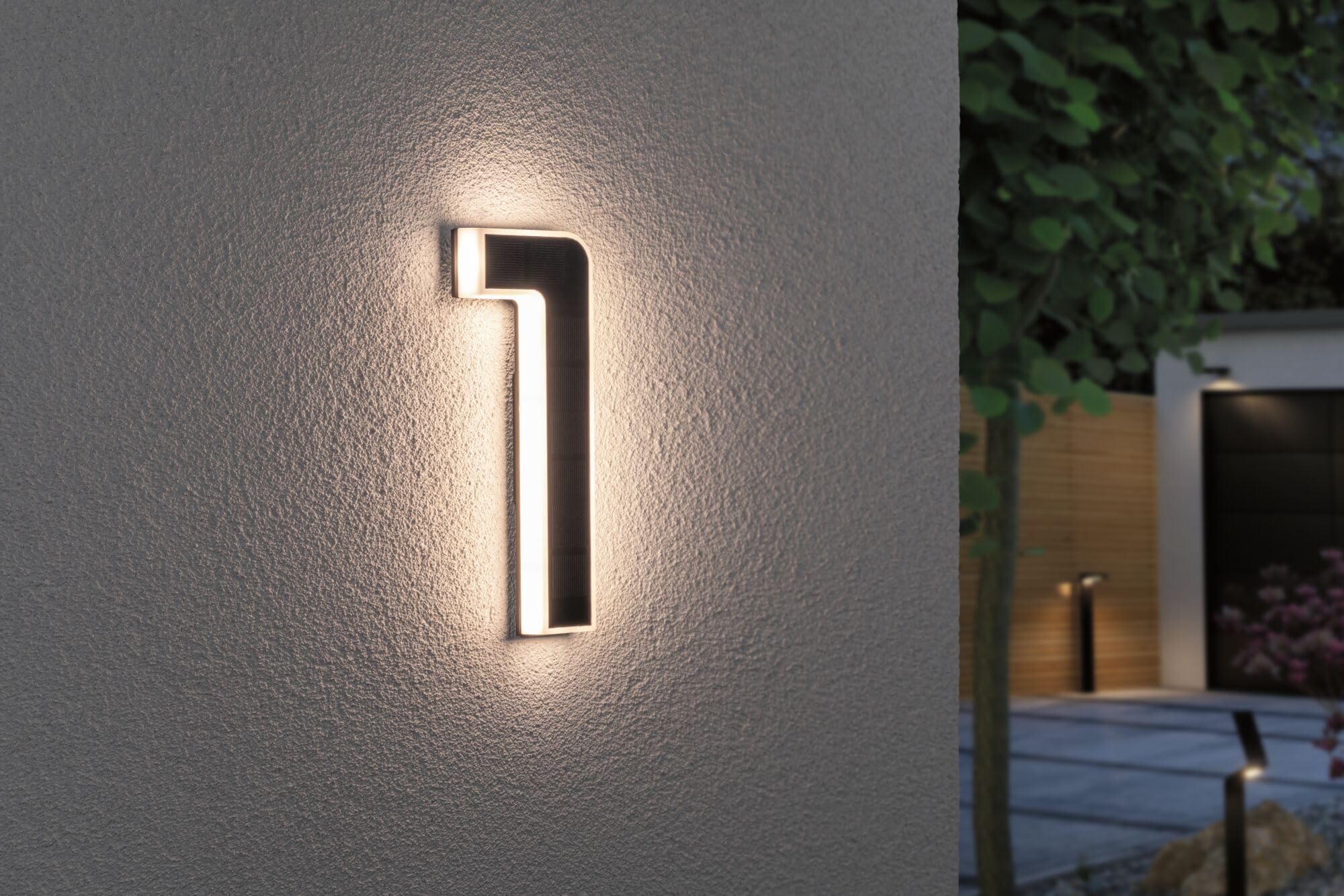 Paulmann 79842 LED Solar Hausnummer 1 IP44 Warmweiß Akku wechselbar incl. 1 x 0,2 Watt Solarleuchte, Solarlampe Kunststoff Solarlicht 3000 K, Schwarz
