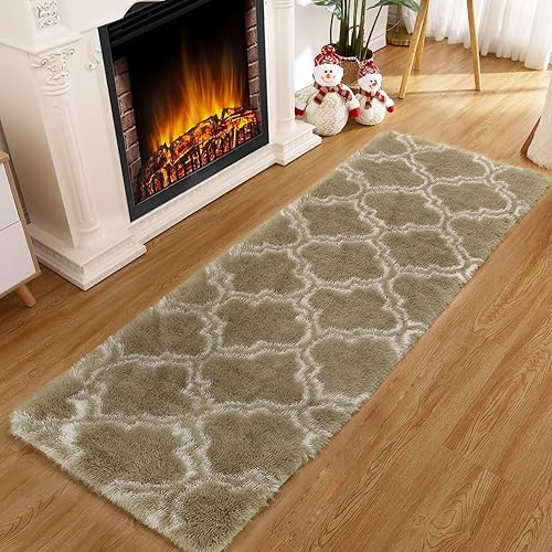 Miniatura 8 de COZYLOOM Shag Rug - Alfombra de felpa suave de 8 x 10 pies, color negro y blanco, moderna, teñida, para la habitación de las niñas, arco iris, pelo