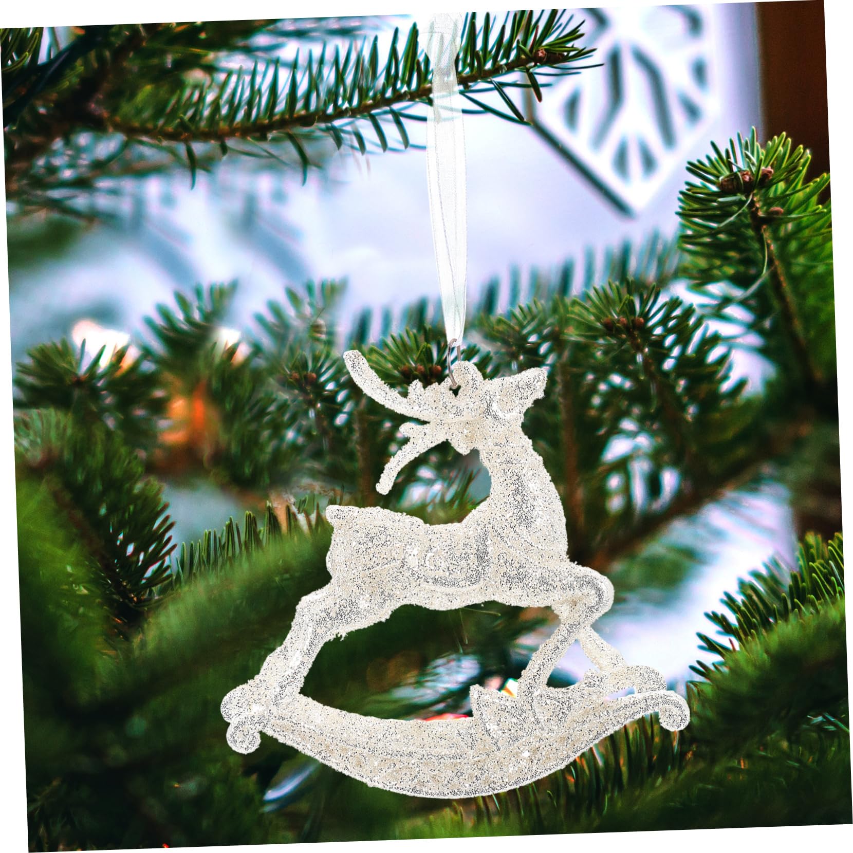 Decorazioni Natalizie 4 Pezzi Pendenti Renna in Pvc Delicati per Decorazioni Facili da Appendere a Casa e Feste di Natale