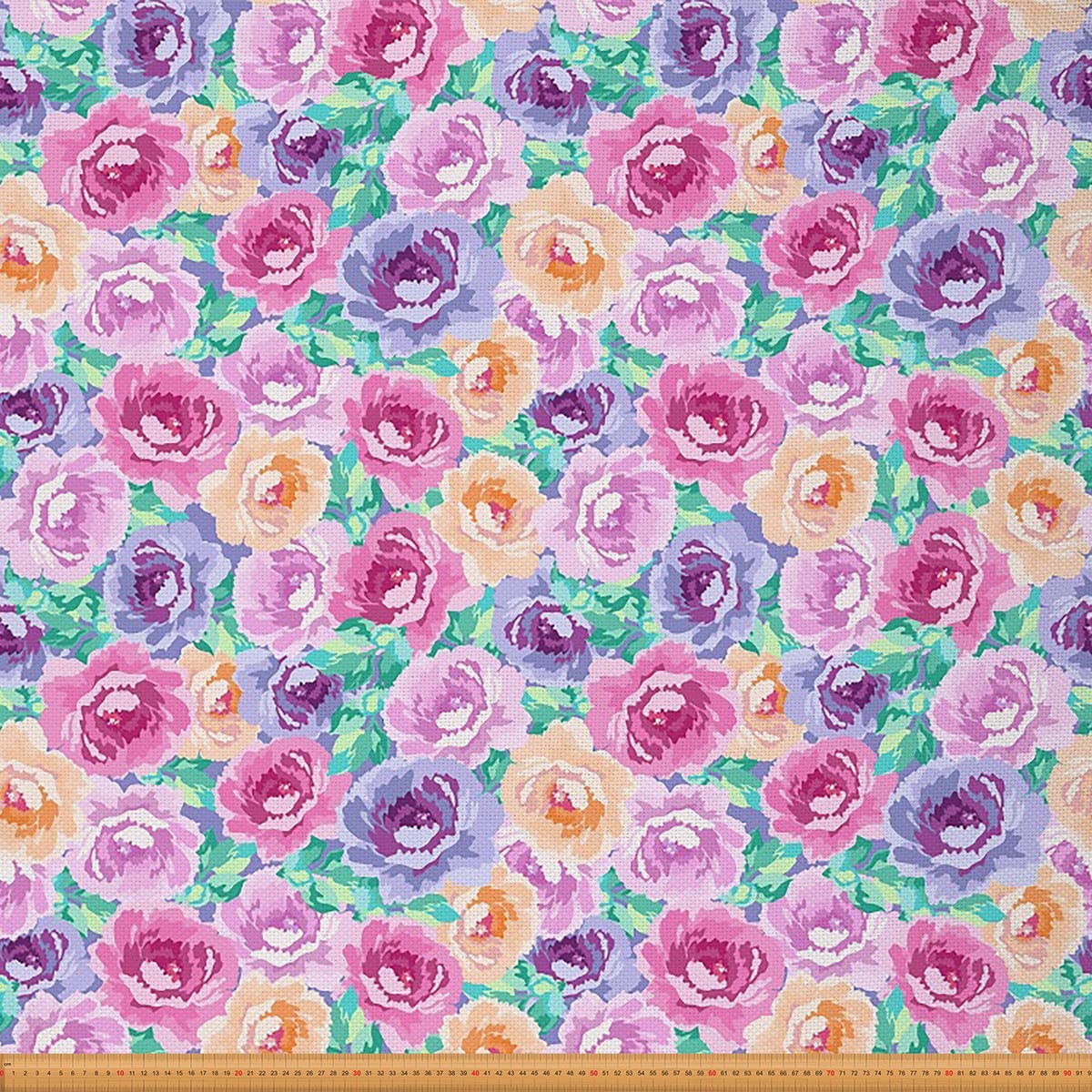Upholstery Rose Fabric for Chairs,Natural Rose Floral Flower Outdoor Fabric by The Yard,Painting Spring Garden Flower Fabric for Upholstery and Home DIY Projects,5 Yard,(L460*W150cm) Colorful