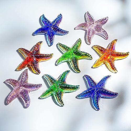 Miniatura 7 de H&D HYALINE & DORA Figura de cristal de estrella de mar verde hecha a mano de cristal de animales marinos, mini estrella de mar coleccionable adorno