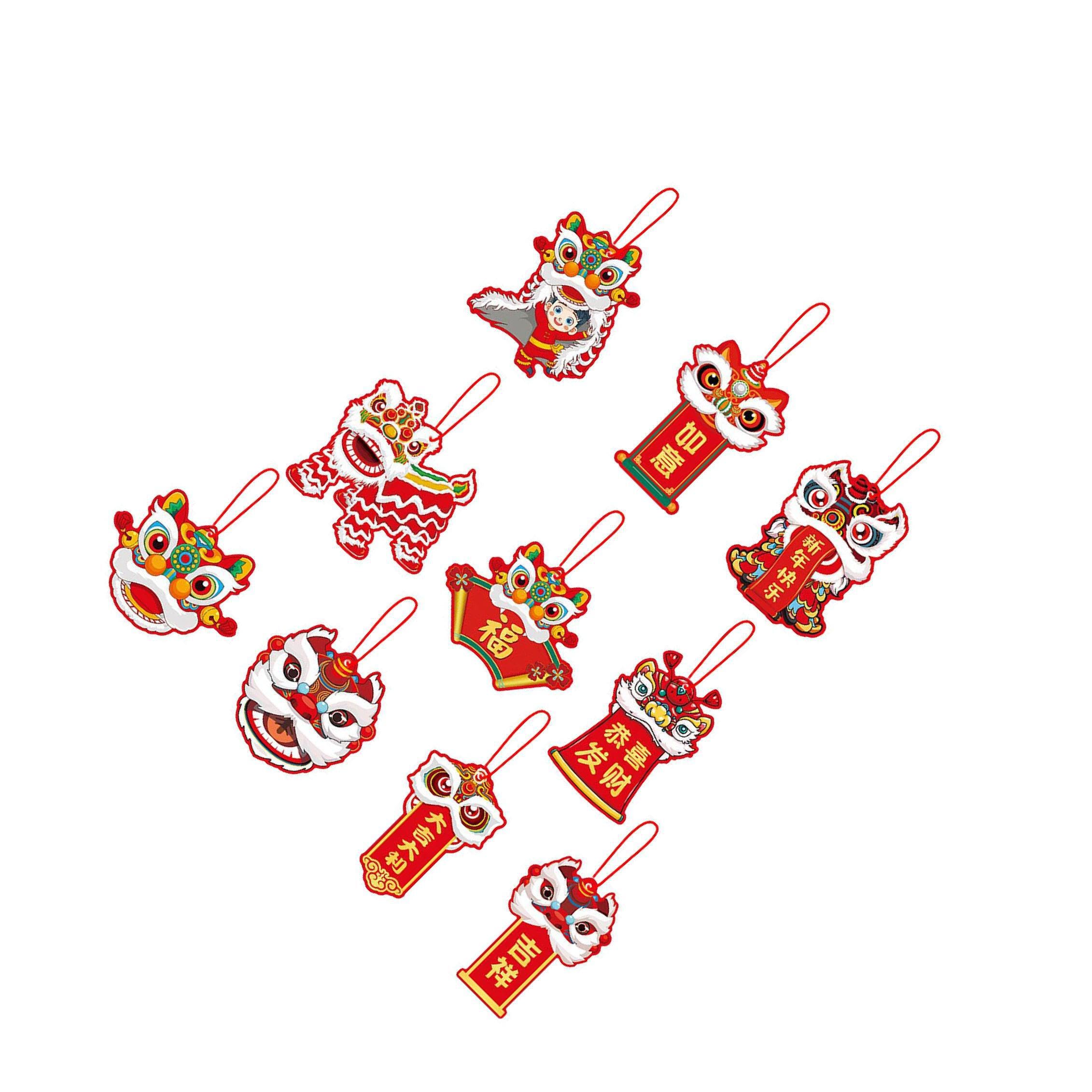 KIXZSAZ 10pieces Stunning Lunar Year Door Sign With Vibrant Color Palette Chinese New Year Hanging Decorations 2024 Dragon