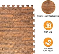 Vista 4 de HomeCube USA - Baldosas de espuma entrelazadas con veta de madera de 3/8 pulgadas de grosor para hogar, oficina, espacio de equipos