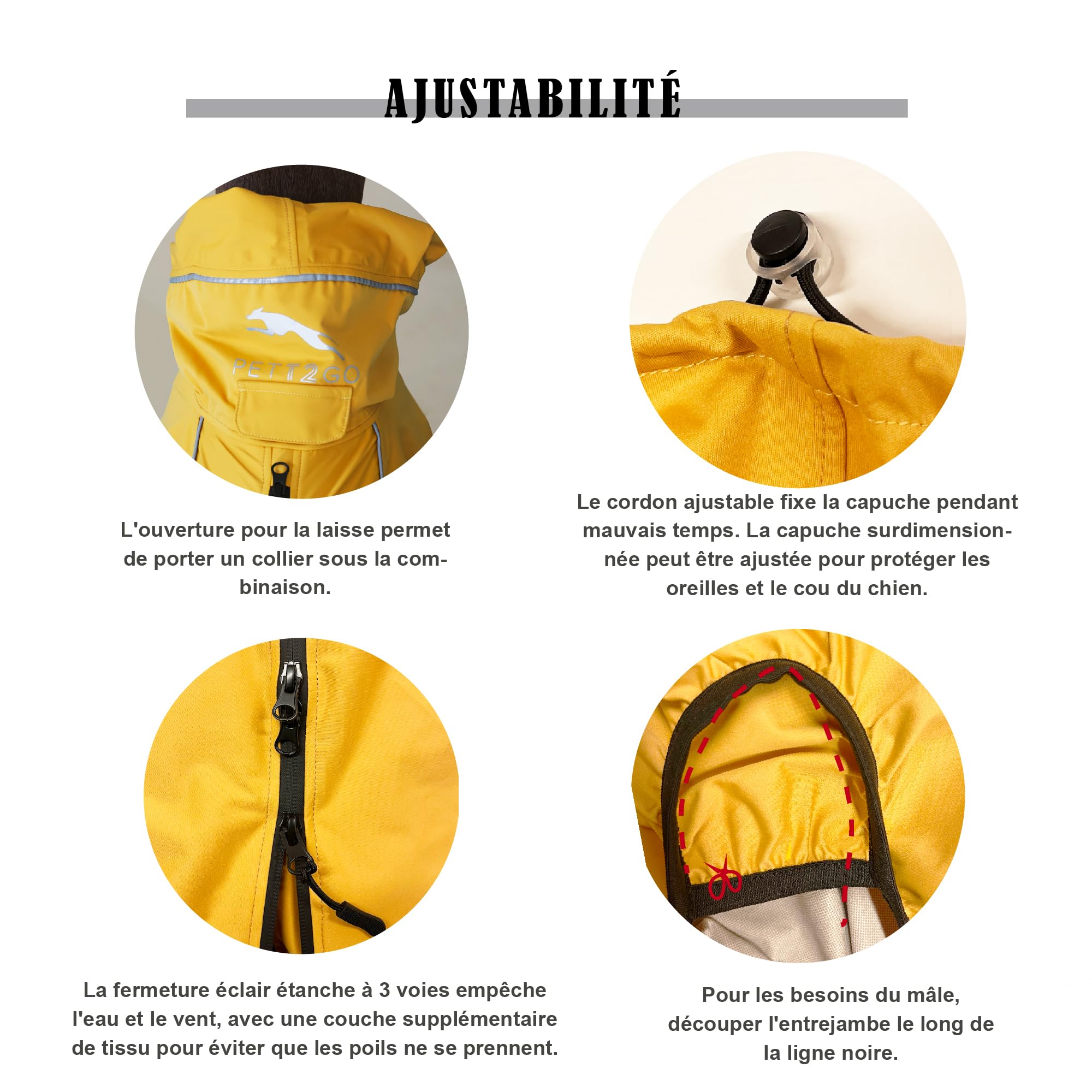 Manteau De Pluie Respirant pour Chien Corgi, Manteau avec Jambes, à Capuche, Passepoil Réfléchissant, Compactable - Aube dorée - S