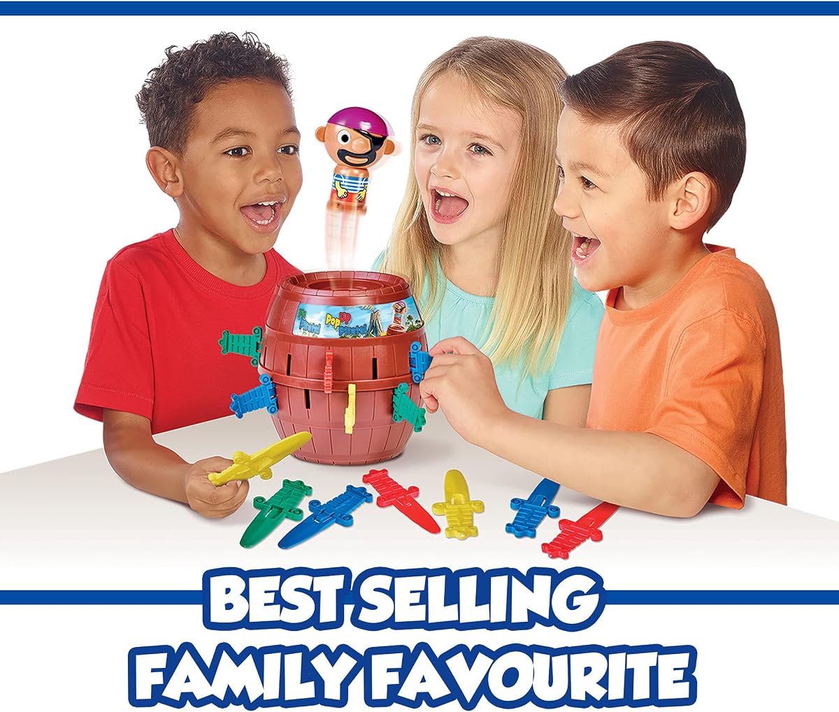 TOMY Pop Up Pirate Classic Children's Action Board Game, Family and Preschool Kids Game for Children 4, 5, 6, 7, 8 Year Old Boys Girls Adults,Packaging may vary, Wood - Choc Brown — view 2