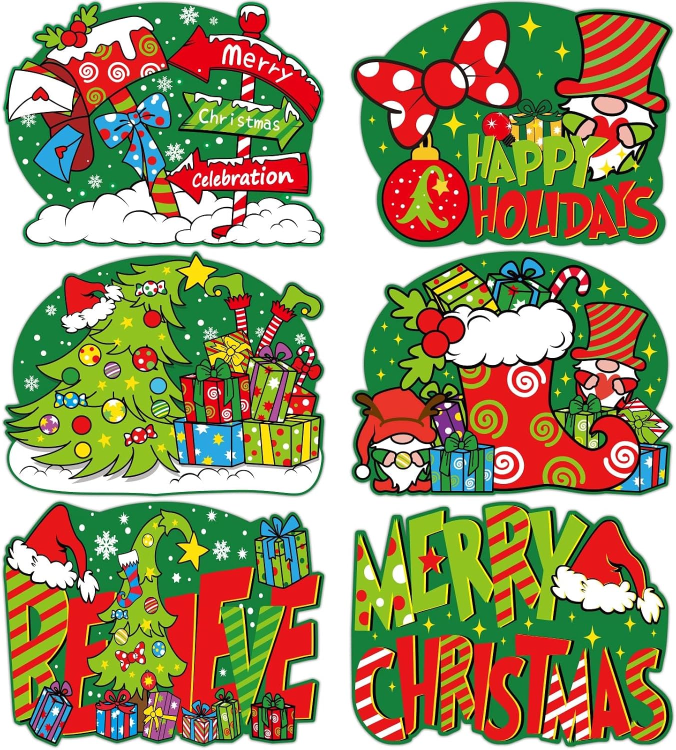 Christmas Placemats Set of 6 Xmas Tree Plastic Place Mats Gift Box Table Mats Christmas Theme Kitchen Placemats for Indoor Outdoor Xmas Holiday Party Dining Table Decoration 16.5 x 13.0 inch