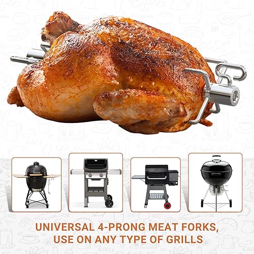 Miniatura 4 de Onlyfire 6002 Tenedores de carne asador (1 par) para parrillas, se adapta a varillas hexagonales de 1/2 pulgada y 3/8 pulgadas y 5/16 pulgadas