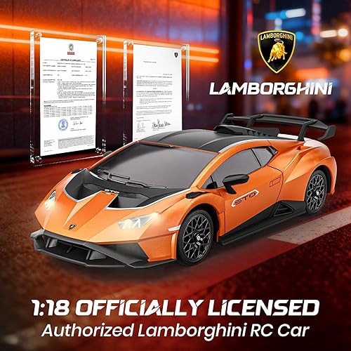 Miniatura 7 de Lamborghini - Auto de control remoto, escala 118, auto de juguete Lamboghini con licencia oficial, autos RC geniales para niños y adultos de 4, 5,