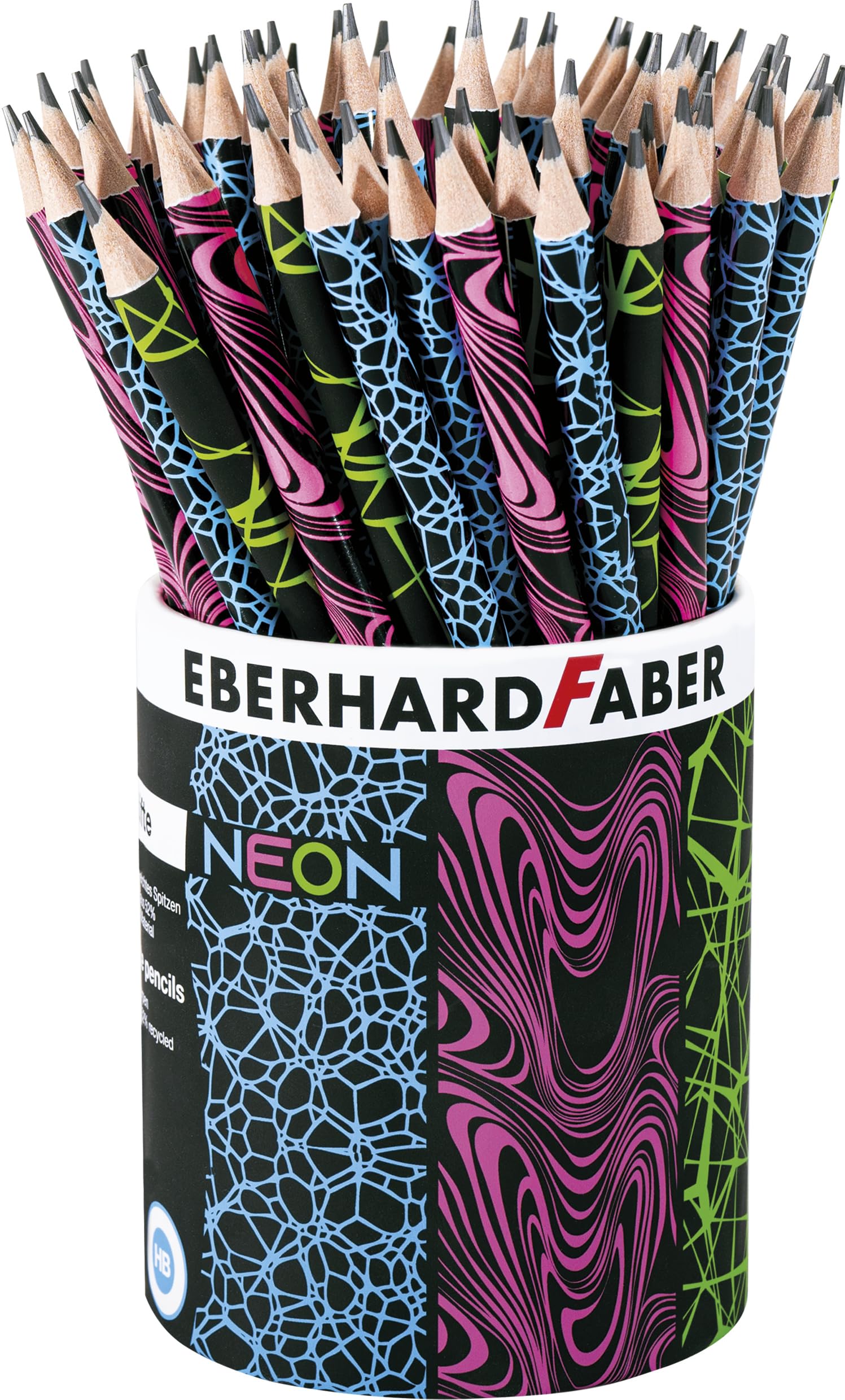 Eberhard Faber 511899 Neon Pencil Set, 72 Pens in a Holder, HB Hardness, Ideal for School, Leisure and Office