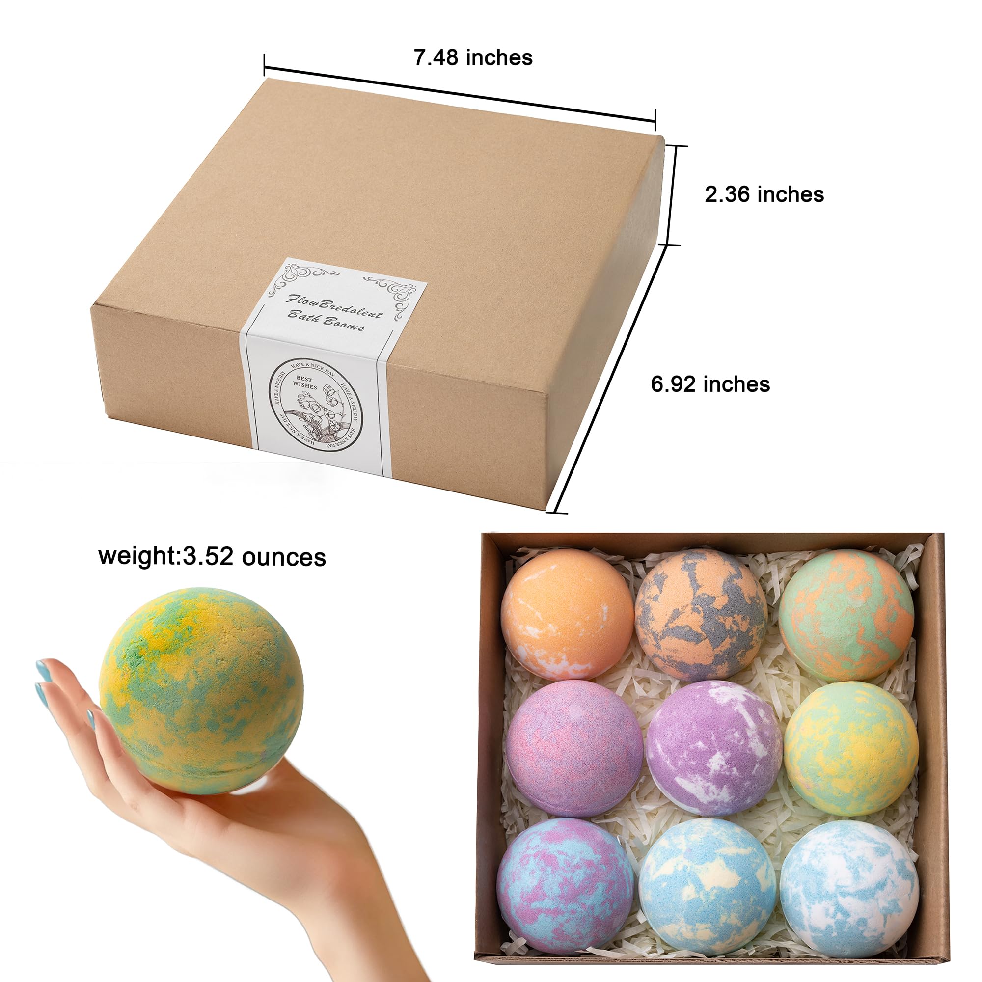 Bomba da bagno da donna, 9 bombe da bagno fatte a mano con oli essenziali naturali e burro di cocco, regalo di Natale per mamma, moglie e fidanzata, fragranze floreali Burb