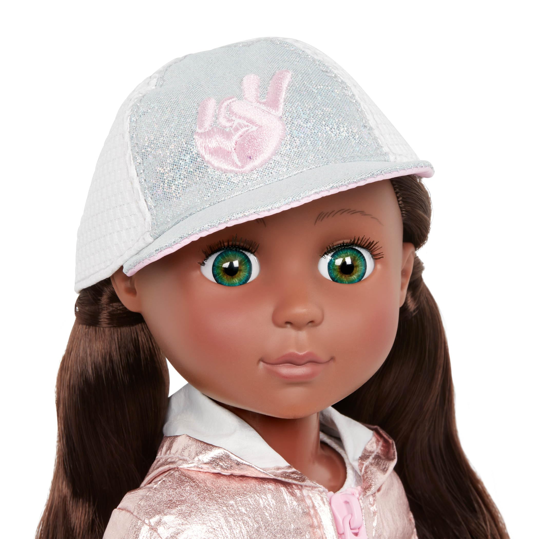 Glitter Girls Strój 14-calowe lalki - Shimmering Jacket & Ball Cap - buty przeciwdeszczowe, legginsy i topy - zabawki dla dzieci 3 lata + - pokój i miłość, jednokolorowy, GG50178Z, biały, kolorowy, s