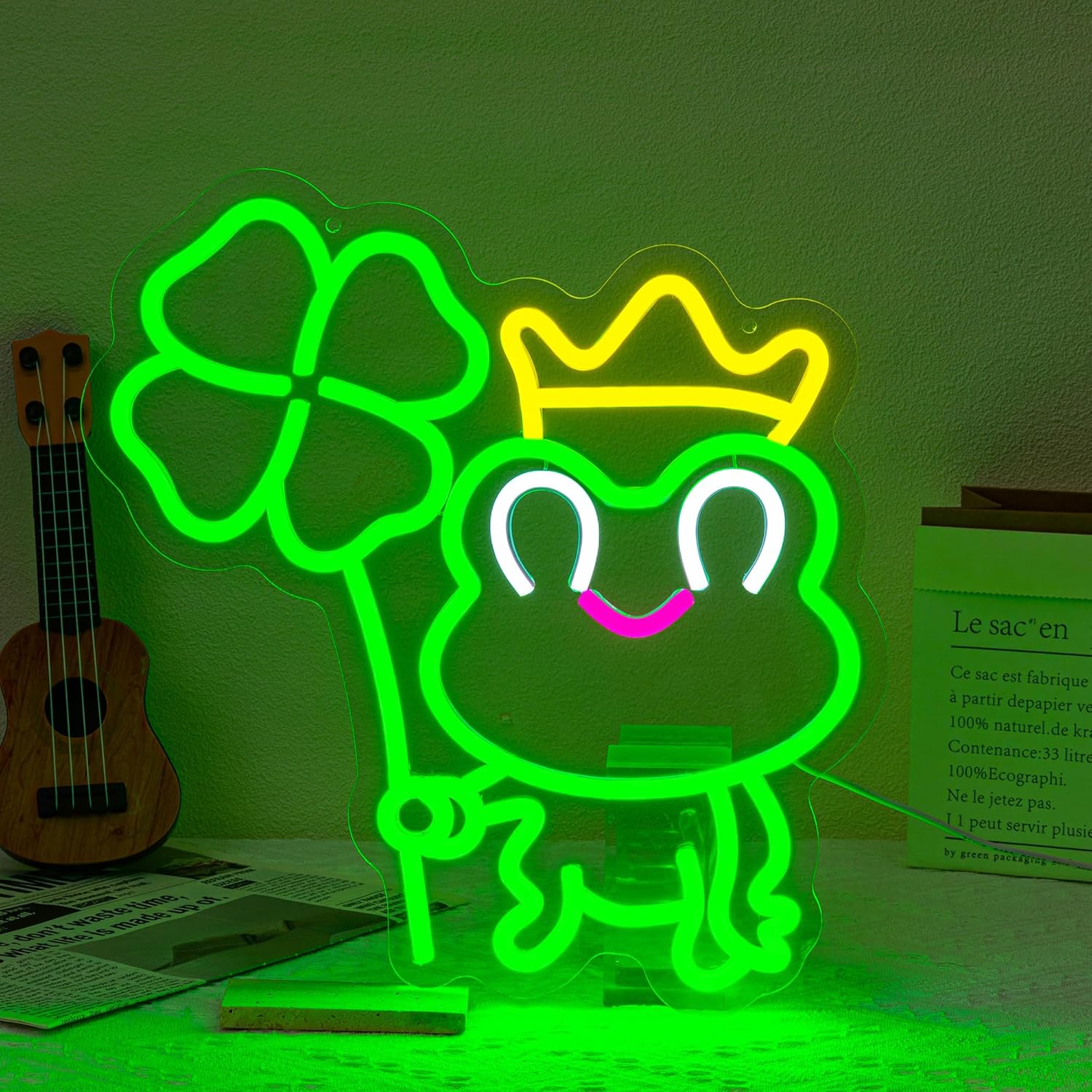 Frog Neon Sign Clover Neon Light Frog Prince LED Neon Sign
