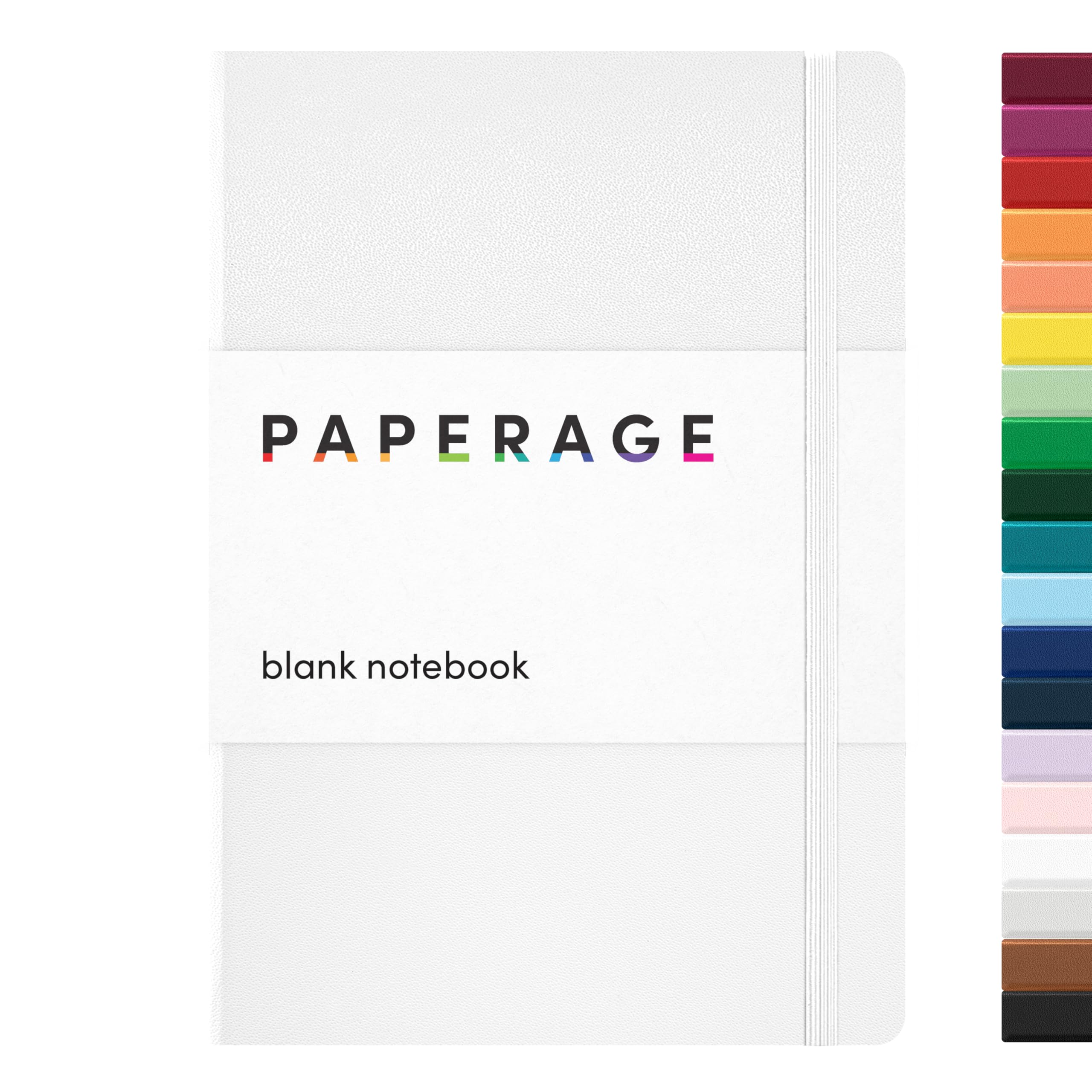 PAPERAGE Blank Journal Notebook, (White), 160 Pages, Medium 5.6 in x 8 in - 100 GSM Thick Paper – Hardcover Journaling Notebook for Work, School, Note Taking or Sketching