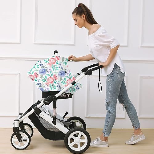 Miniatura 3 de Funda para asiento de automóvil para niños y niñas, toldo de lactancia multiusos para lactancia, cochecito, funda para silla alta (rosa)