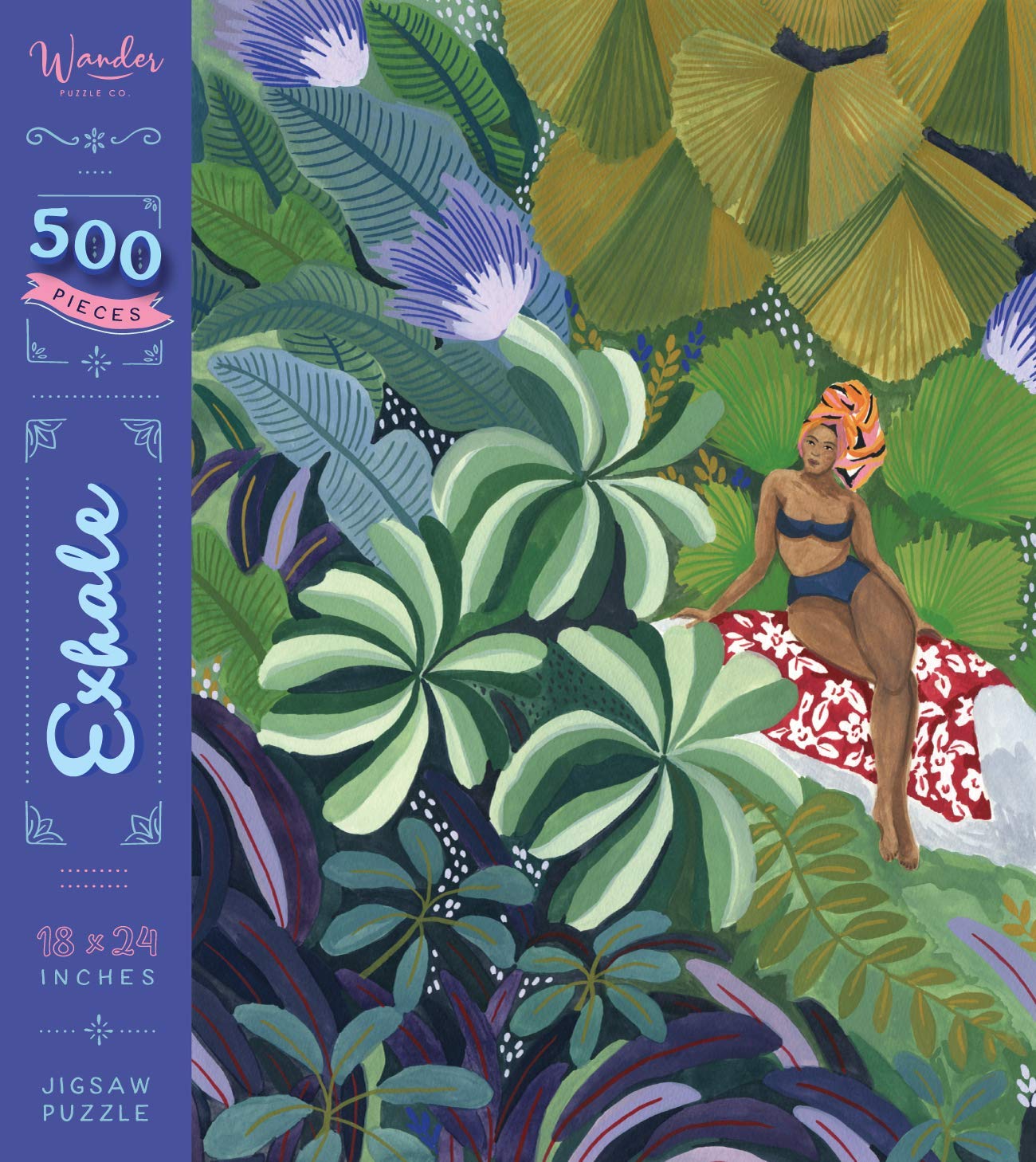 Wander Puzzle Co.New 500 Piece , Jigsaw s for Women - Exhale by Co, Inspired by Angela McKay, 15 x 24 Inches