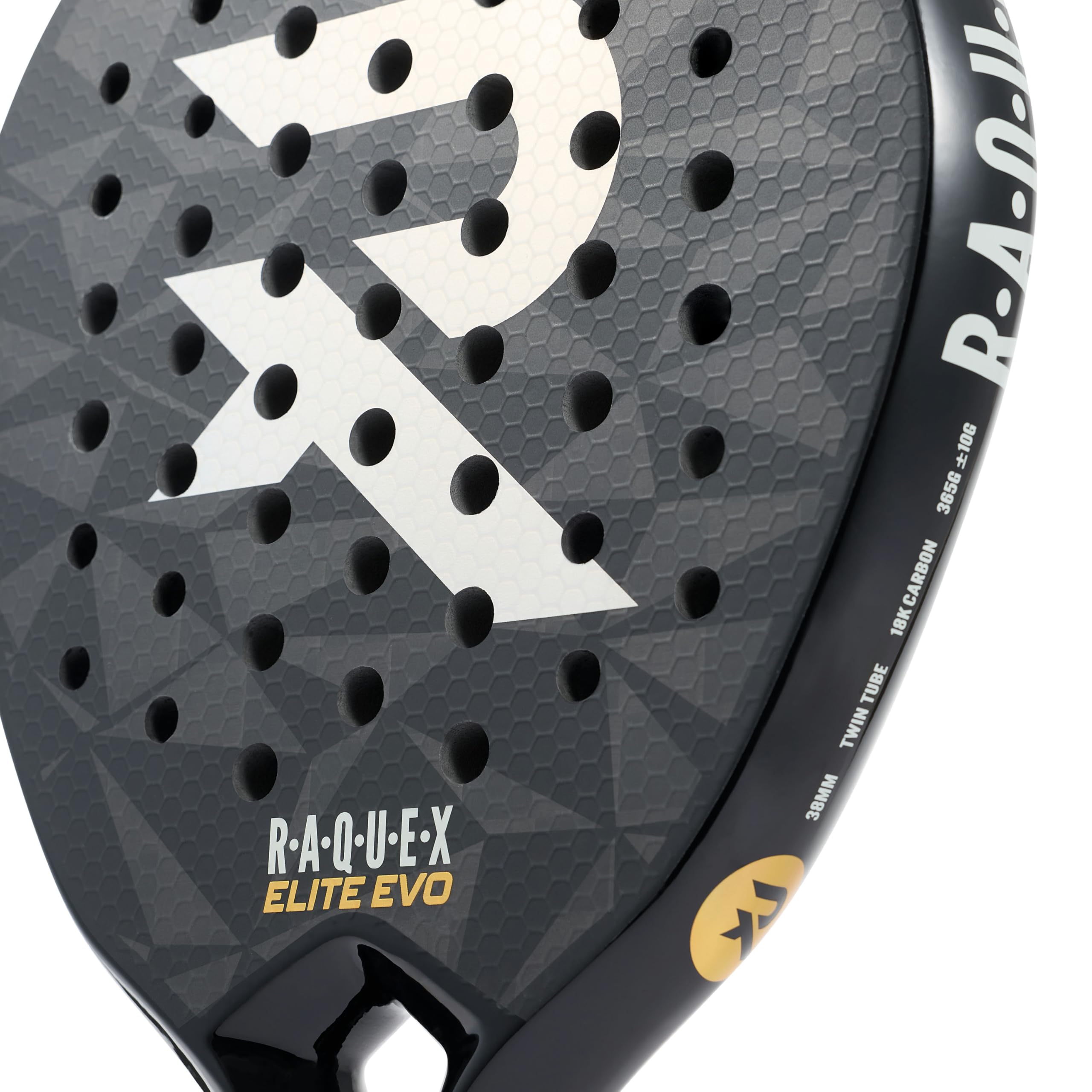 Raquex Elite Padelschläger – Advanced Schläger – 18K Carbon-Rahmen, reaktives ImpactCore EVA 15 Schaumstoff, Diamantform, Twin-Tube-System für Langlebigkeit + Handschlaufe