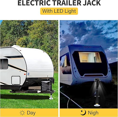 Miniatura 7 de Gato eléctrico de lengua de remolque con marco en A de 12 V con enchufe de 7 vías, capacidad de elevación de 3500 libras, viaje de 18 pulgadas,