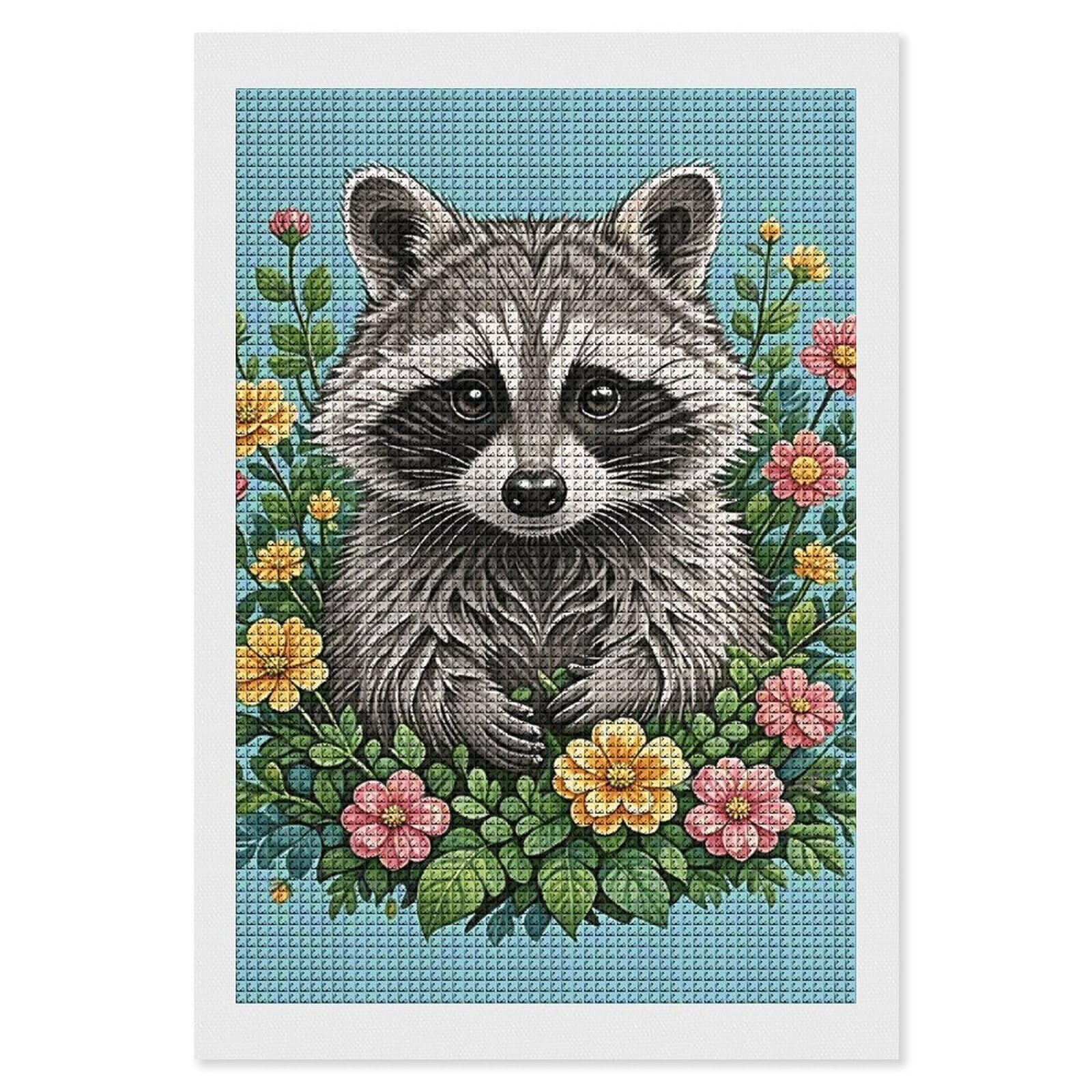 FodPand Raccoon 5D Diamond Painting Kits for Adults Beginners Full Drill Square Diamond Dots Pictures Gem Art Supplies for Home Wall Room Decoration DIY Craft Set Gift 8X12